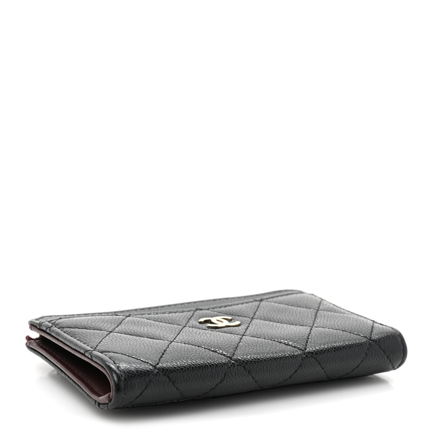 Caviar Quilted CC Zip Around Card Holder Black