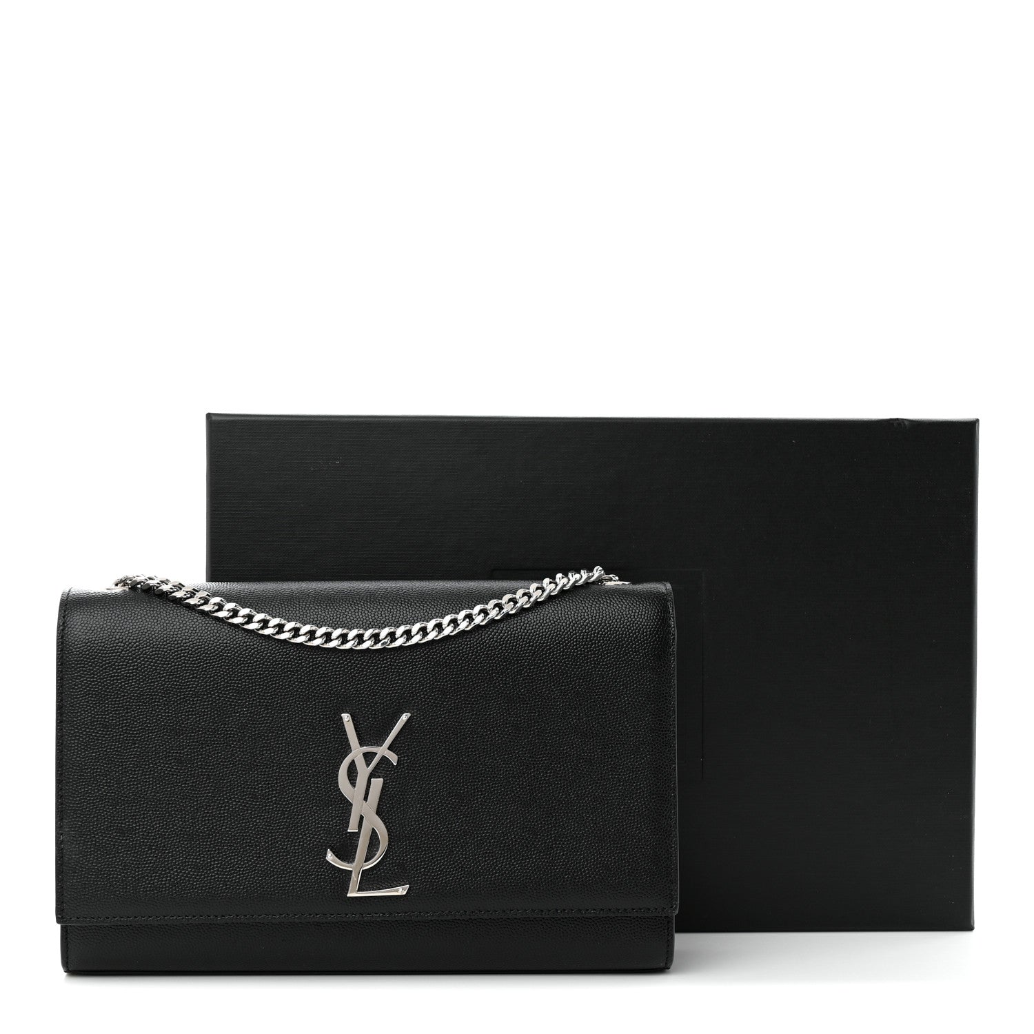 Saint Laurent Grain De Poudre Medium Classic Monogram Kate Satchel Black 13 of 13
