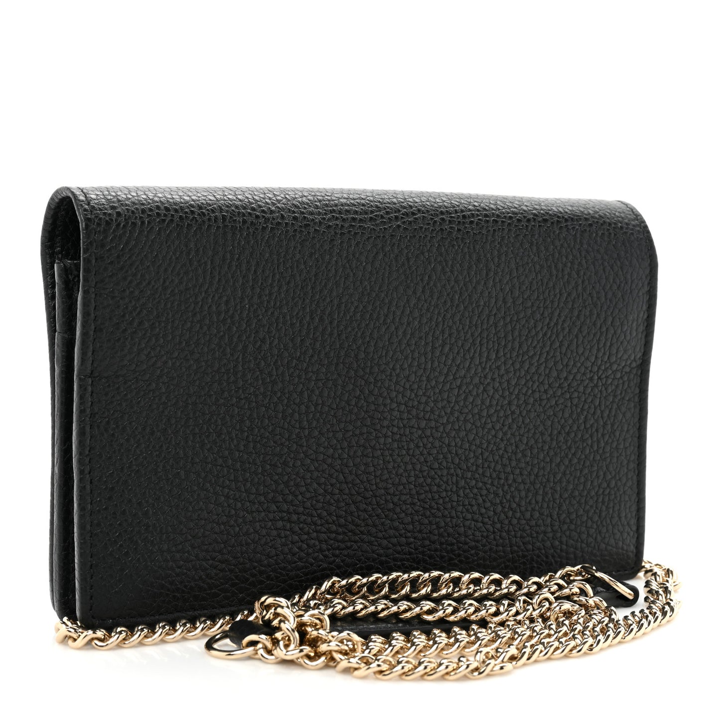 Pebbled Calfskin Soho Wallet On Chain Black