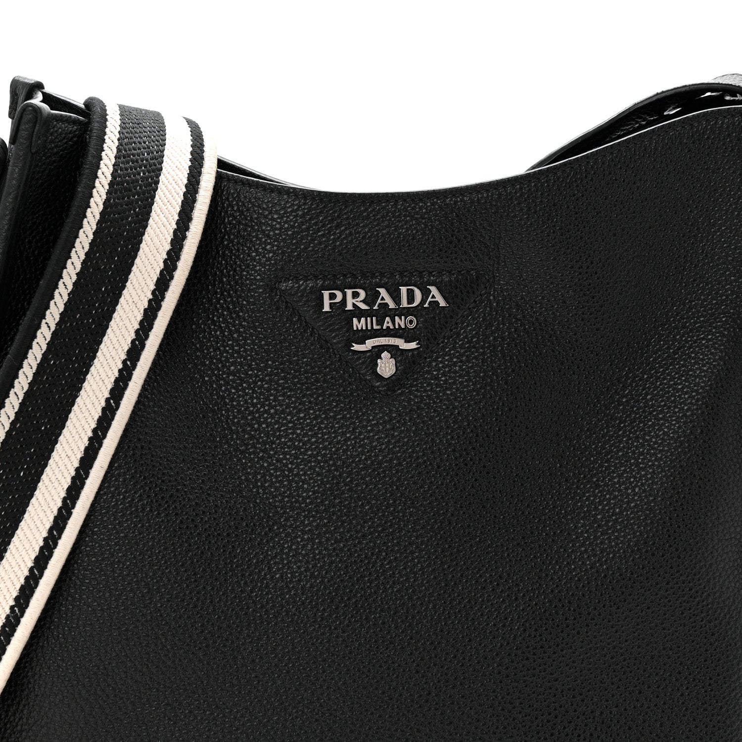 Prada Vitello Daino Soft Hobo Messenger Bag Black 8 of 11