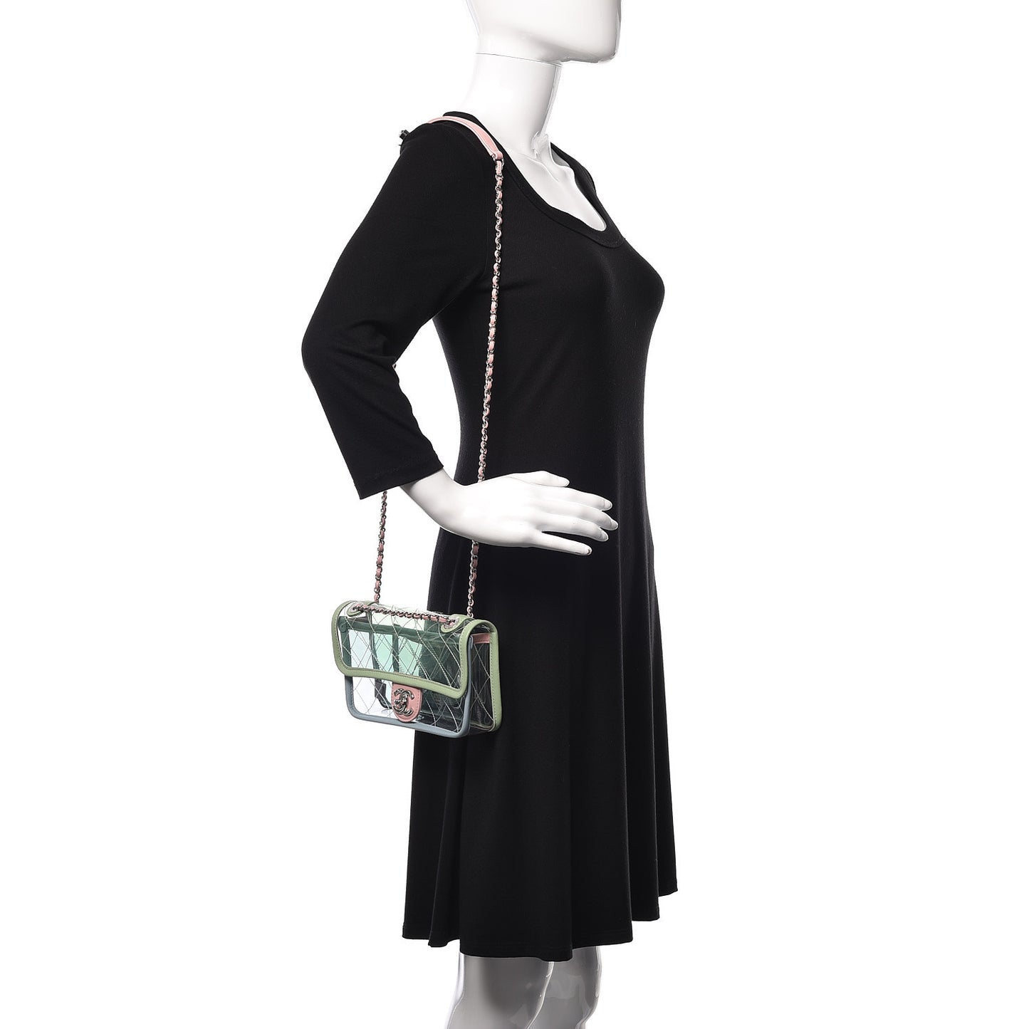 Lambskin PVC Quilted Mini Coco Splash Flap Blue Green