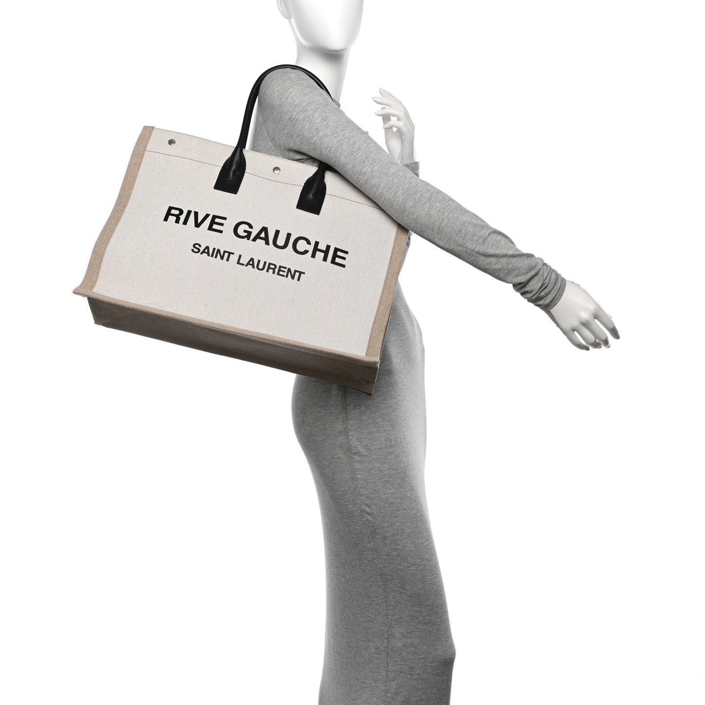 Linen Calfskin Rive Gauche Tote Optic White