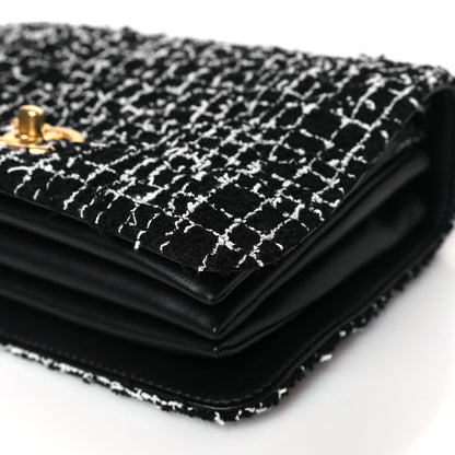 Chanel Tweed Lambskin Quilted Top Handle Flap Black White 8 of 10