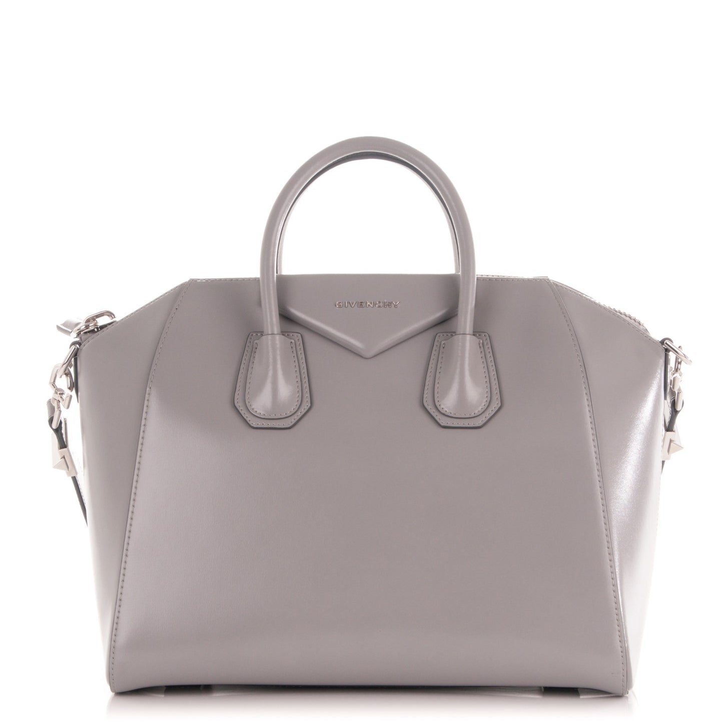 Shiny Lord Calfskin Medium Antigona Pearl Grey