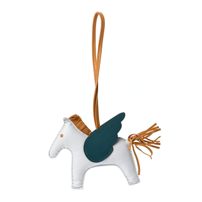 Hermes Milo Lambskin Grigri Rodeo Pegase Horse Bag Charm MM Bleu Brume Sesame Vert Bosphore 1 of 4