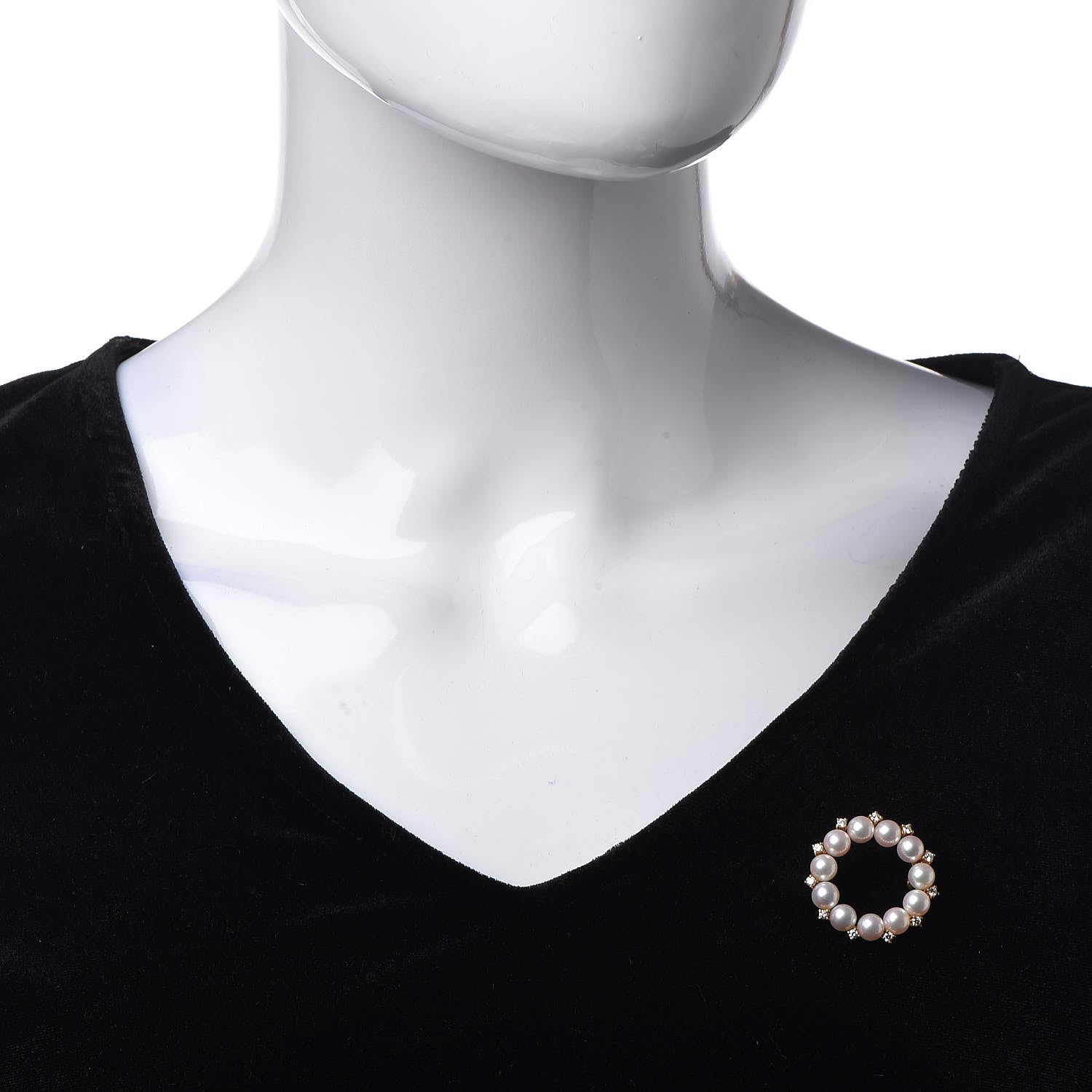 Mikimoto 18K Yellow Gold Diamond Akoya Pearl Circle Brooch 2 of 5