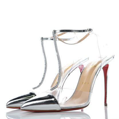 Christian Louboutin Specchio PVC Crystal Nosy 100 Pumps 41 Silver 3 of 8