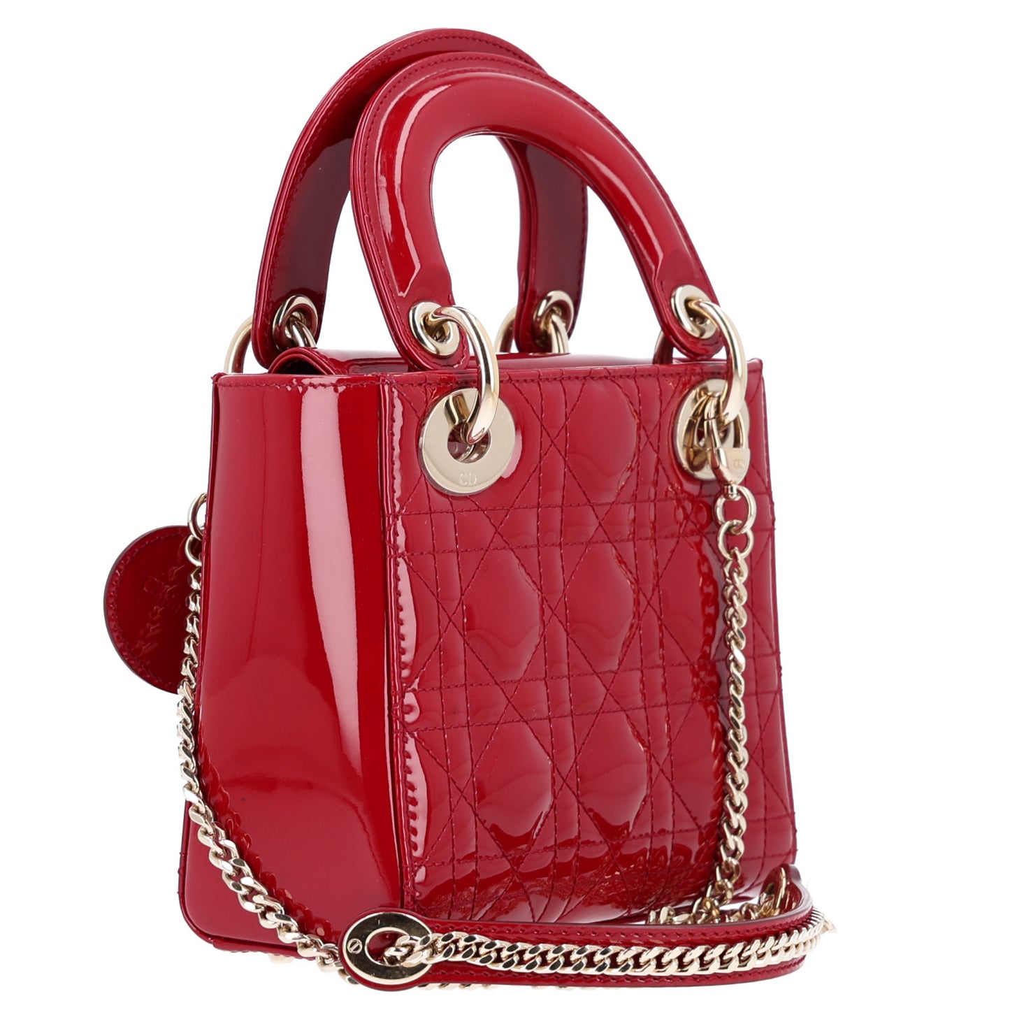 Patent Cannage Mini Lady Dior Red