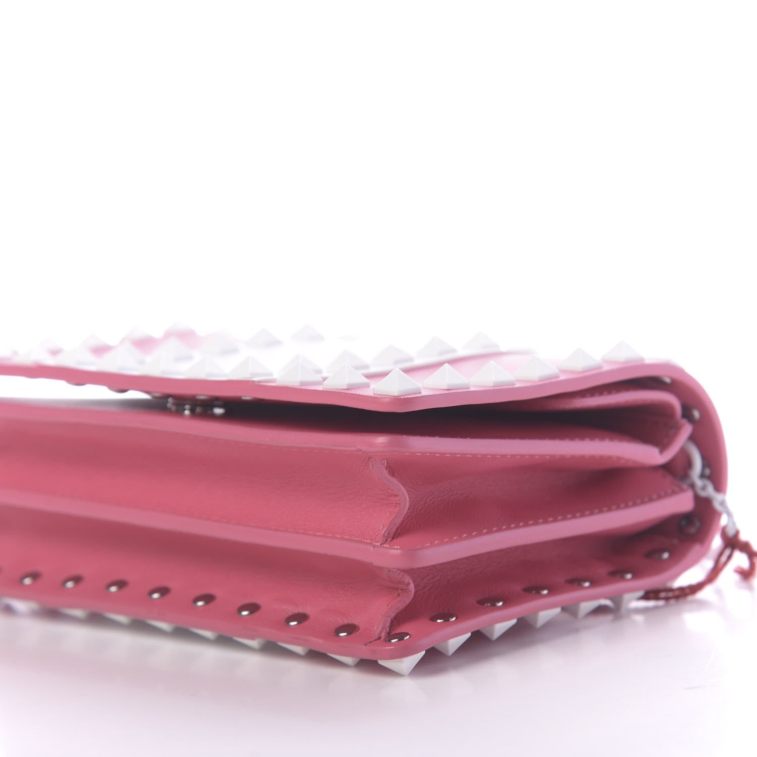 Valentino Garavani Vitello Colorblock Free Rockstud Wallet on Chain Shadow Pink Optic White 7 of 11