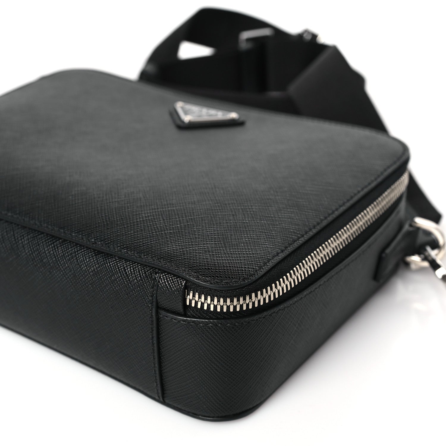 Prada Saffiano Travel Medium Brique Crossbody Bag Black 8 of 9