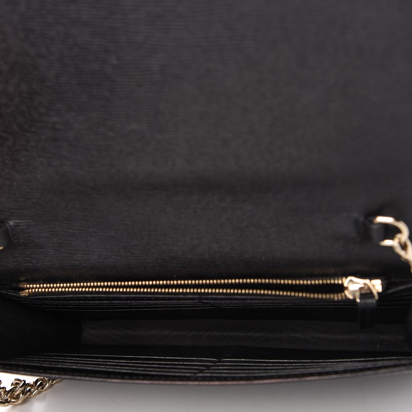Textured Calfskin Medium Betty Chain Wallet Black
