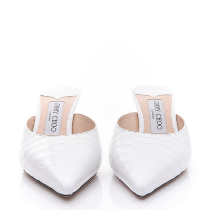 Jimmy Choo Calfskin Crocodile Embossed Rav 65 Mule Pumps 38 Latte 2 of 11