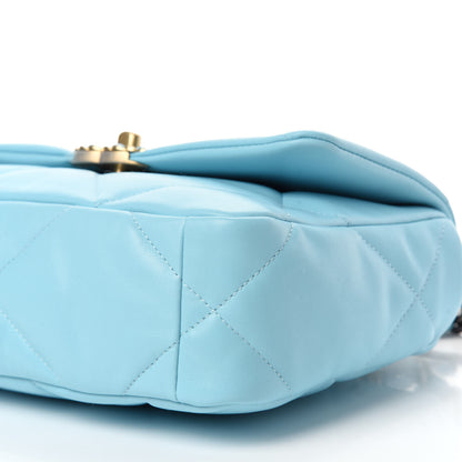 Chanel Shiny Lambskin Quilted Medium Chanel 19 Flap Light Blue 7 of 11