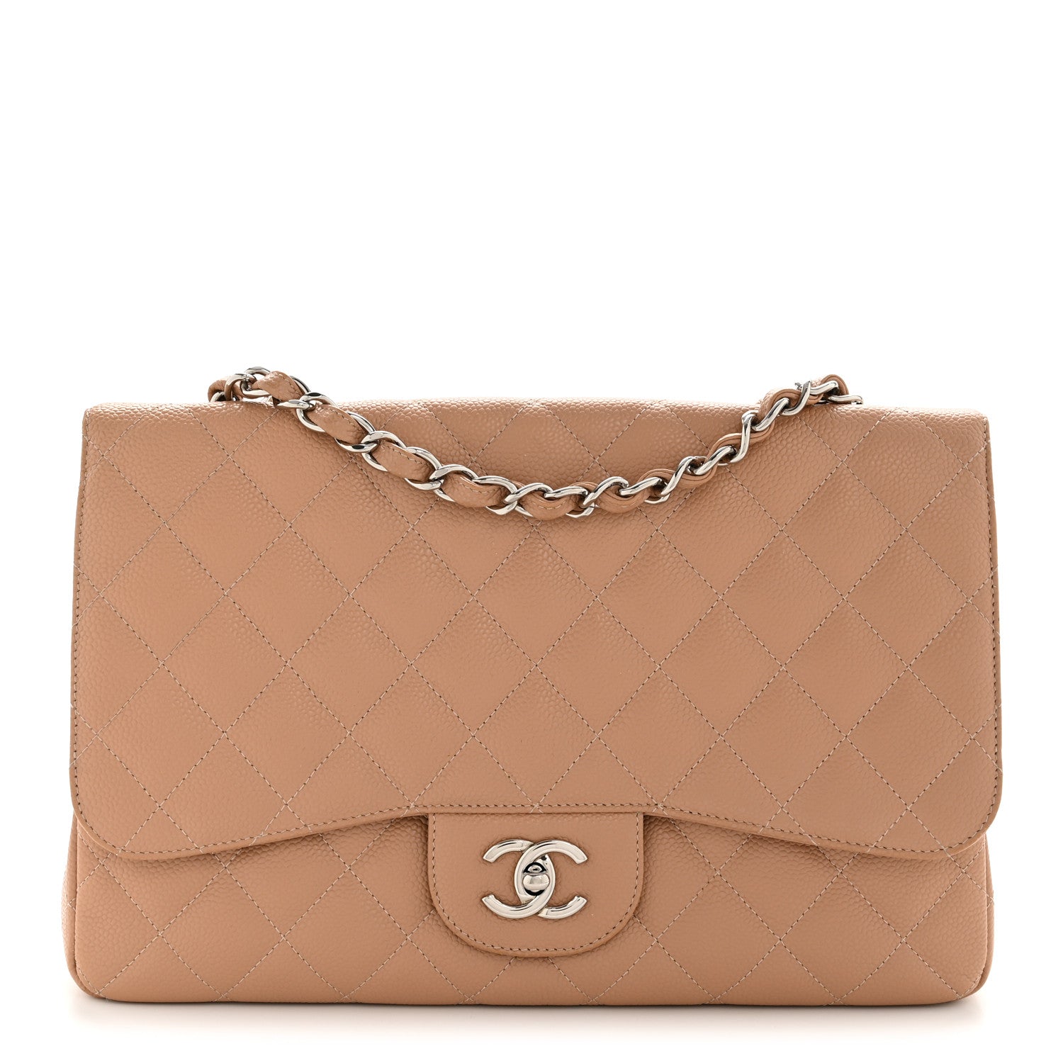 Chanel Caviar Quilted Jumbo Single Flap Dark Beige 1 of 14