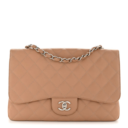 Chanel Caviar Quilted Jumbo Single Flap Dark Beige 1 of 14