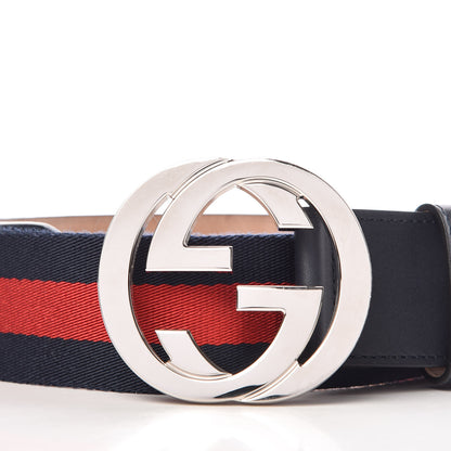 Gucci Canvas Web Interlocking G Belt 85 34 Navy 5 of 6