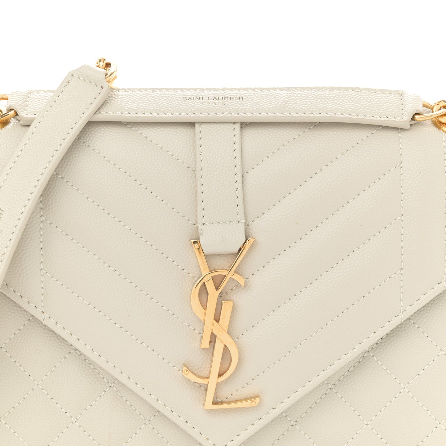 Grain De Poudre Textured Mixed Matelasse Medium Triquilt Monogram Satchel Crema Soft