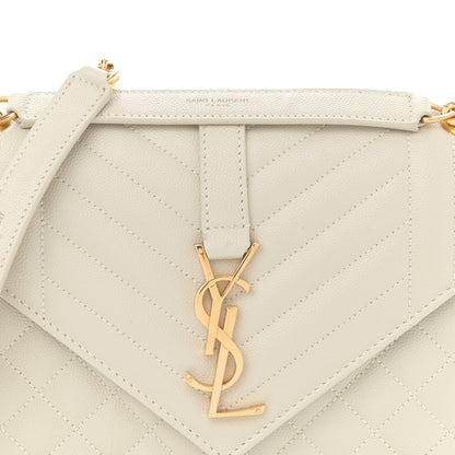 Saint Laurent Grain De Poudre Textured Mixed Matelasse Medium Triquilt Monogram Satchel Crema Soft 8 of 11