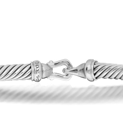 David Yurman Sterling Silver Diamond 5mm Cable Buckle Bracelet 4 of 4