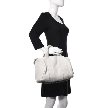 Alexander Wang Pebbled Lambskin Rocco Duffel White Iridescent Hardware 2 of 15