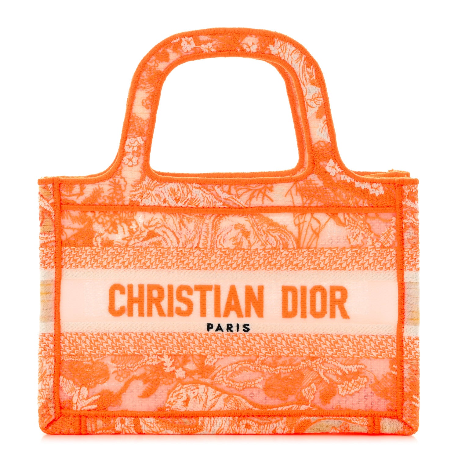 Christian Dior Canvas Embroidered Mini Toile De Jouy Book Tote Orange 1 of 17