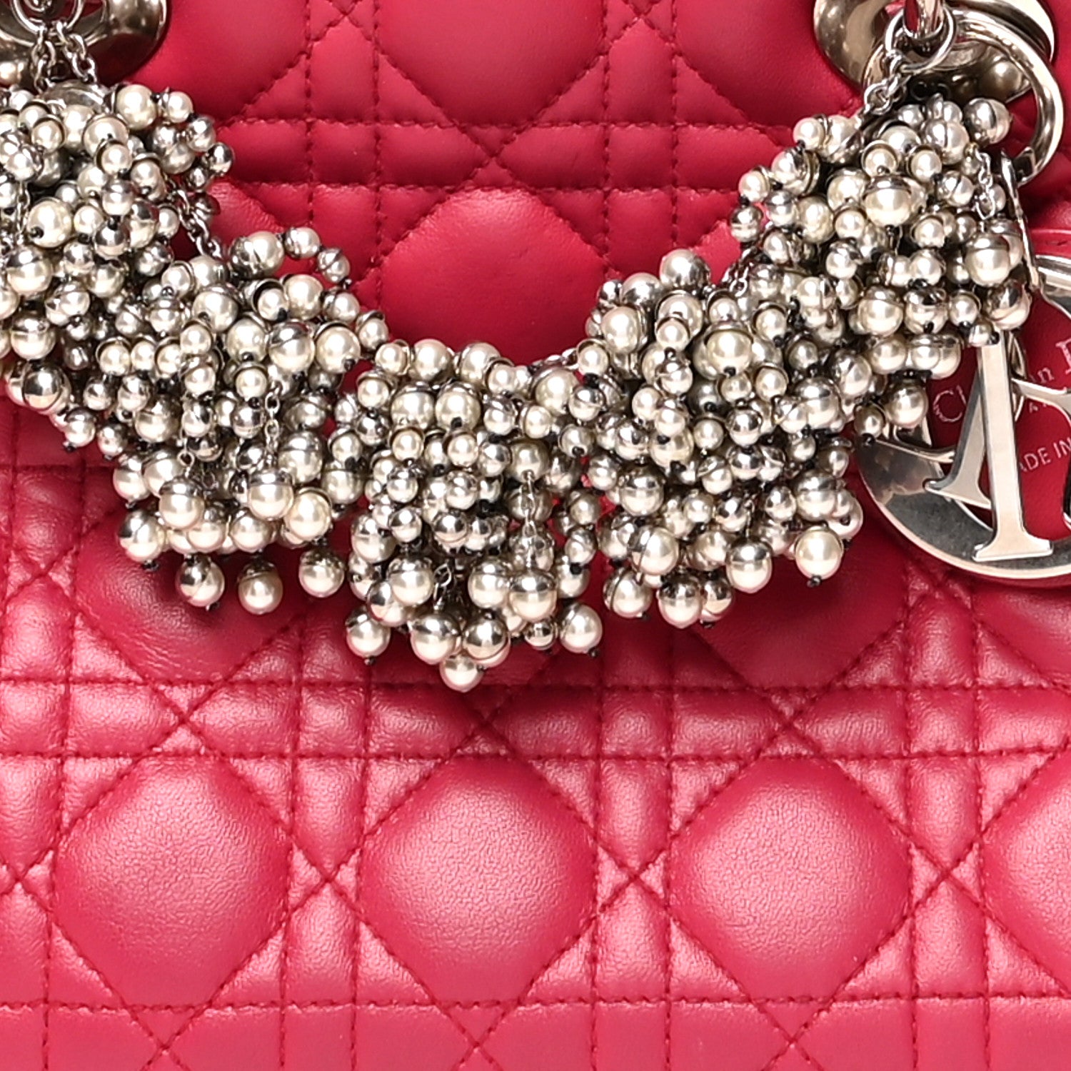 Christian Dior Lambskin Cannage Medium Pearl Lady Dior Dark Pink 8 of 11