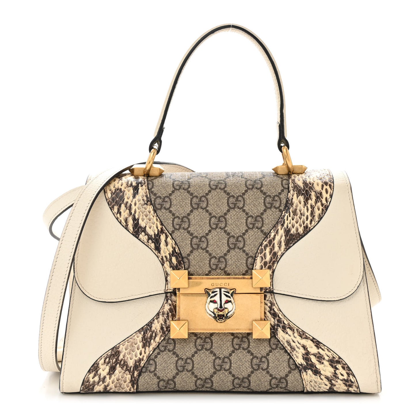 GG Supreme Monogram Small Osiride Top Handle Bag Beige Gold