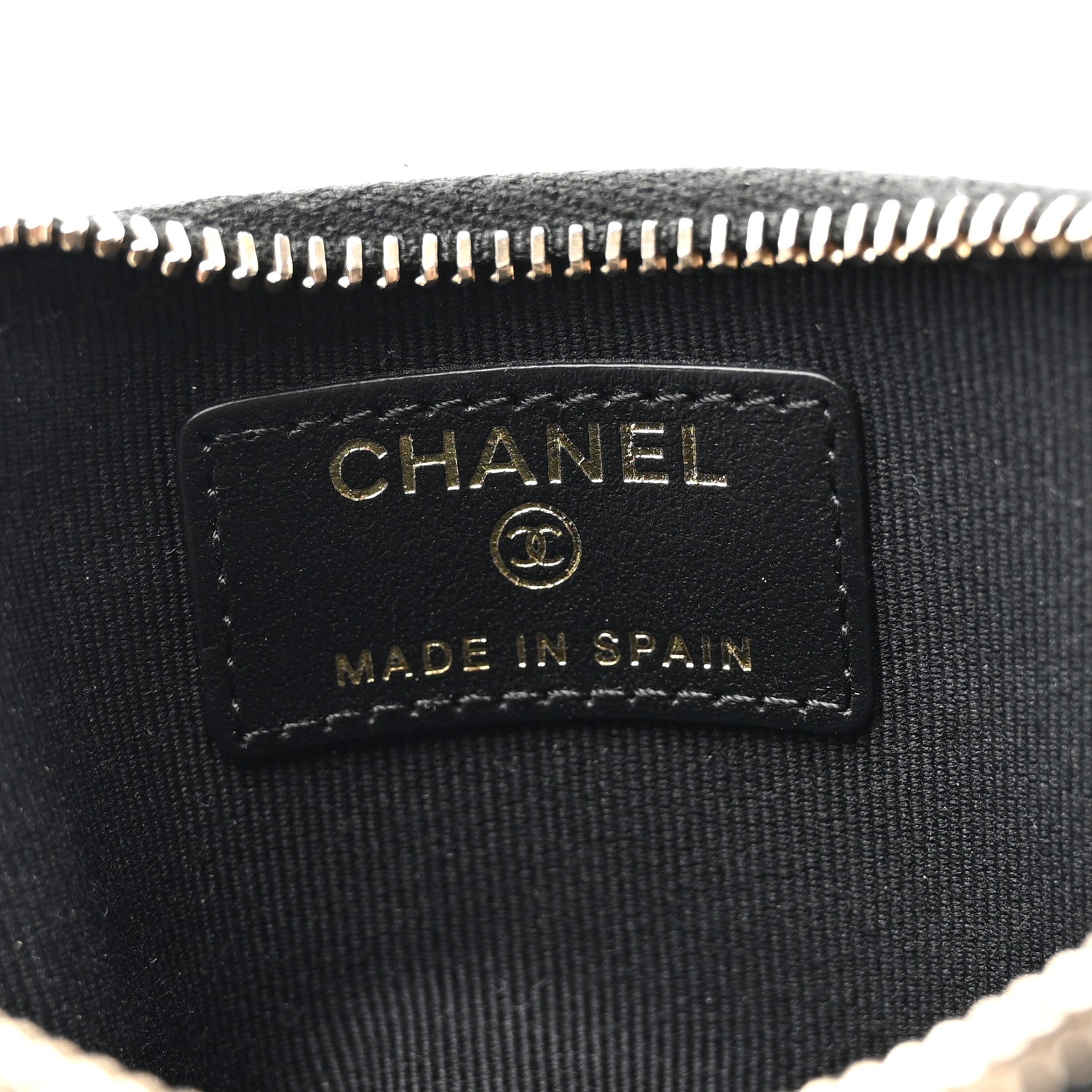 Chanel Caviar Quilted Crystal Zip Card Holder Wallet Black 6 of 7