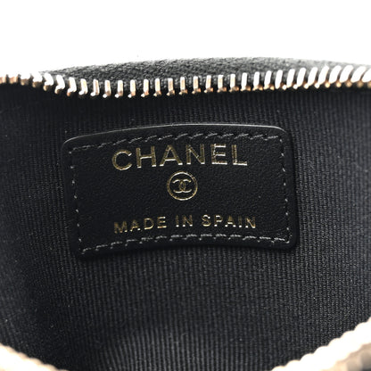 Chanel Caviar Quilted Crystal Zip Card Holder Wallet Black 6 of 7