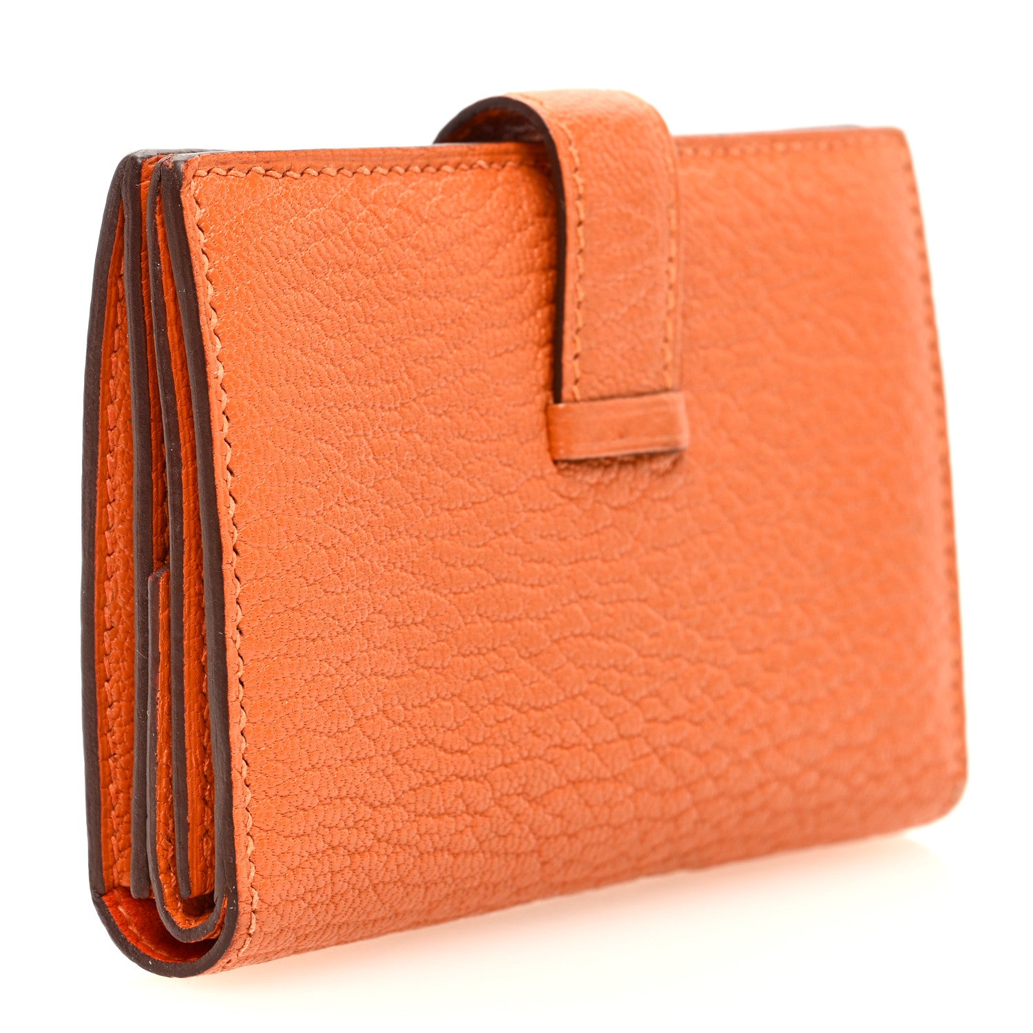 Hermes Chevre Mysore Verso Mini Bearn Wallet Orange Feu 3 of 8