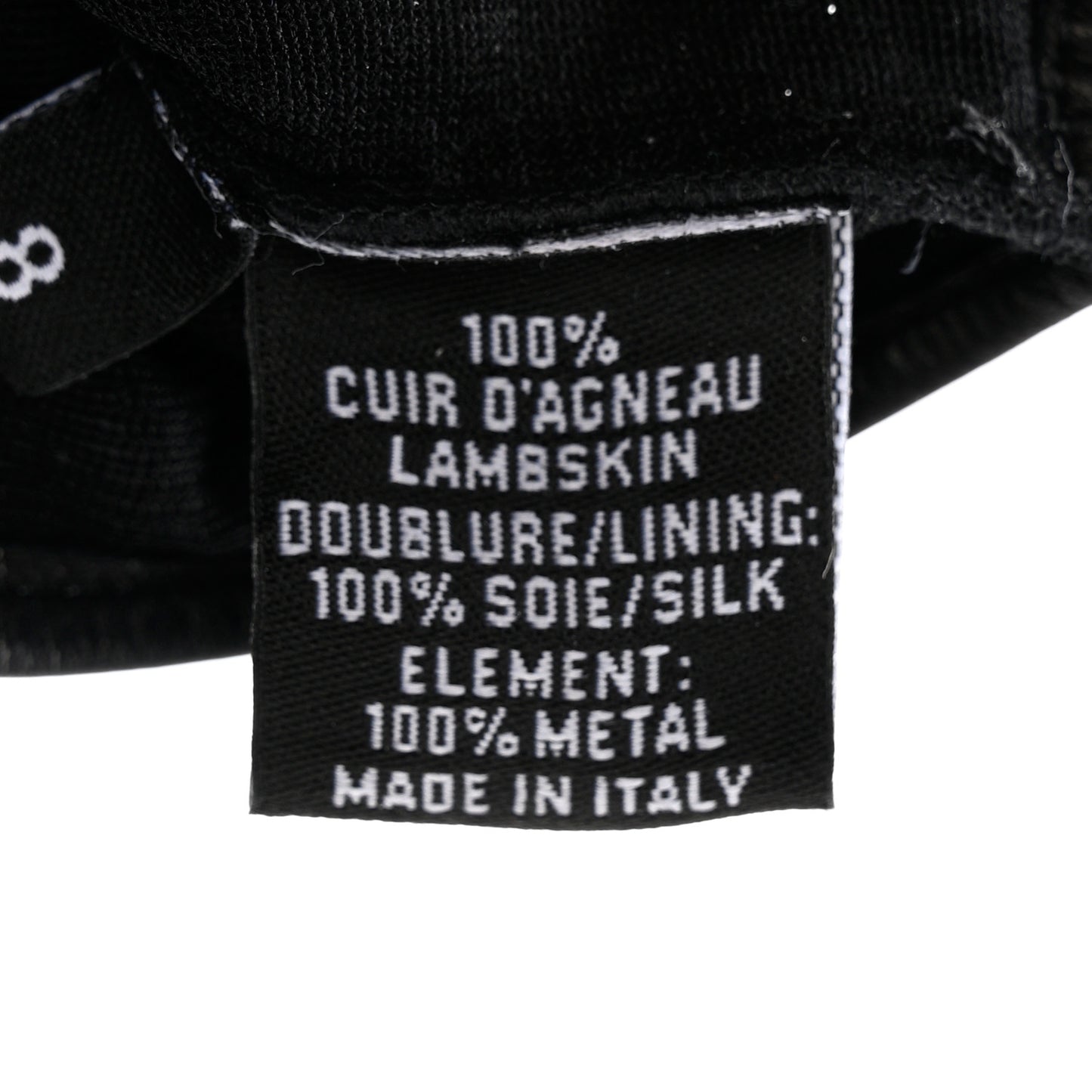 Lambskin Fingerless Chain CC Gloves 8 Black