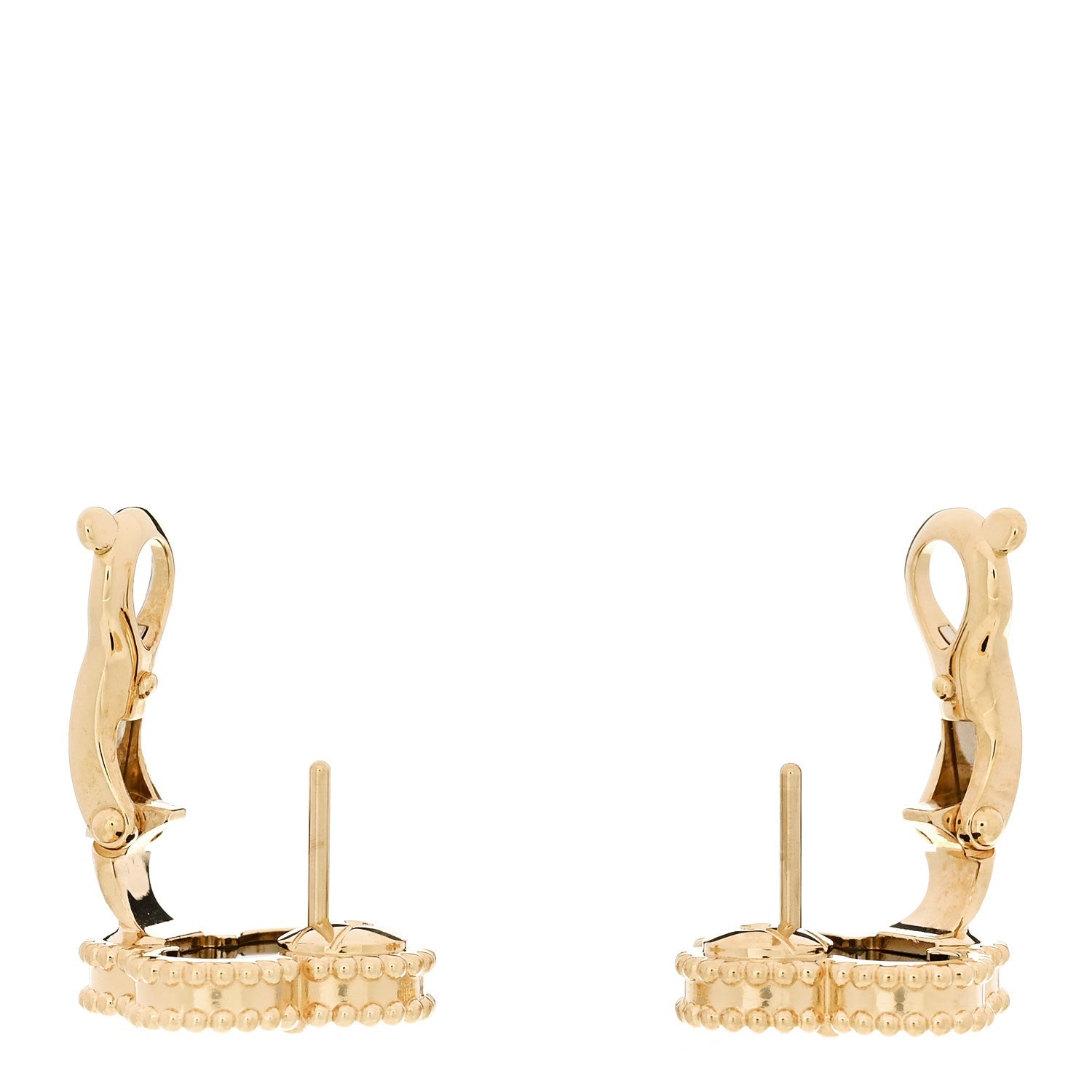 Van Cleef & Arpels 18K Yellow Gold Black Onyx Vintage Alhambra Earrings 3 of 5