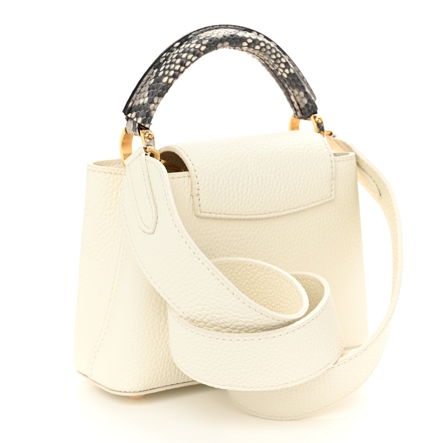 Louis Vuitton Taurillon Snakeskin Mini Capucines White 3 of 9
