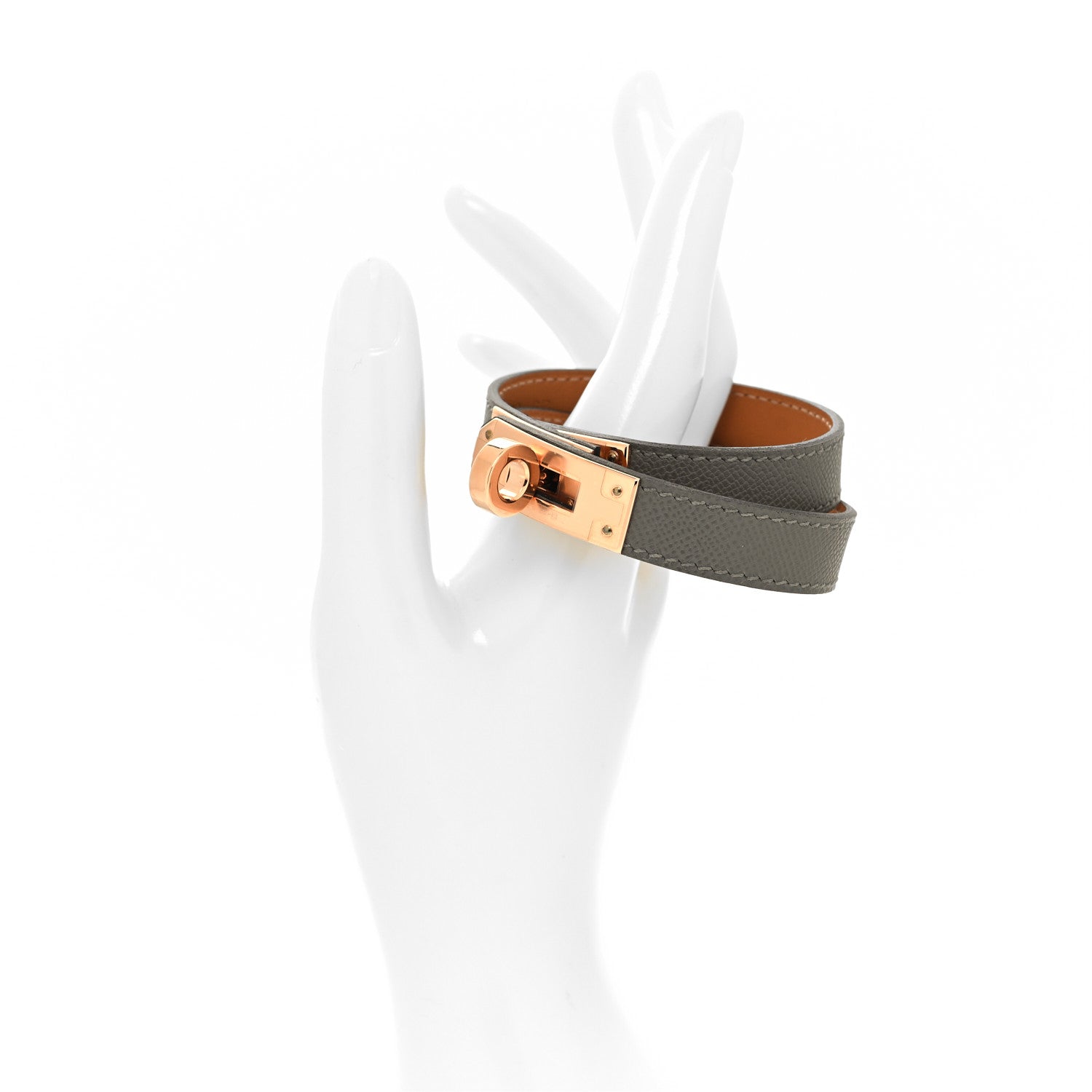 Hermes Epsom Kelly Double Tour Bracelet Gris Meyer 2 of 7