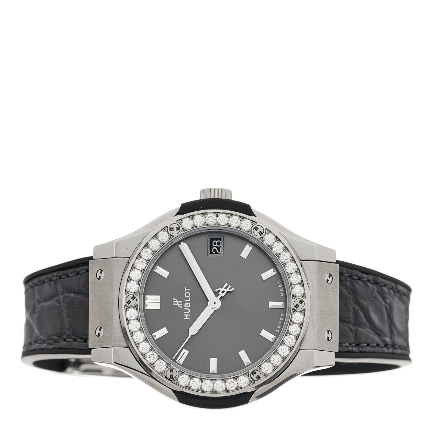 Titanium Alligator Diamond Bezel 33mm Classic Fusion Automatic Watch Grey 581.NX.7071.LR.1104
