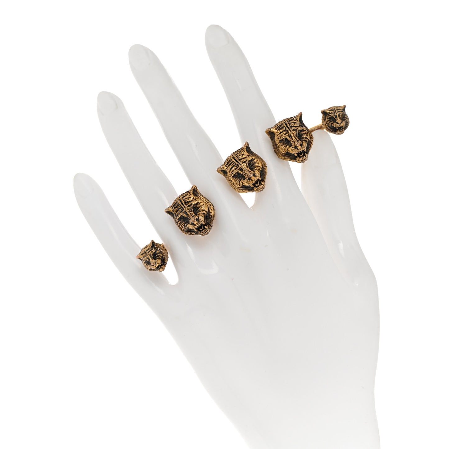 Metal Tiger Multi-Finger Ring Antique Gold