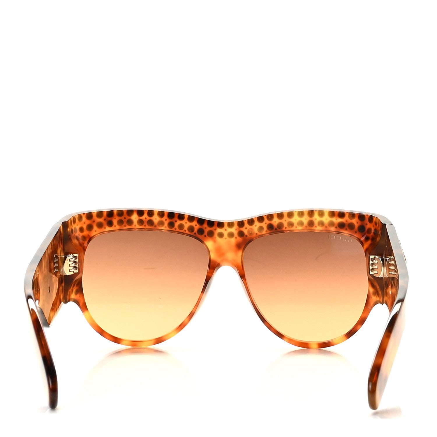 Gucci Acetate Crystal Oversize Hollywood Forever Sunglasses GG0144S Havana 3 of 7