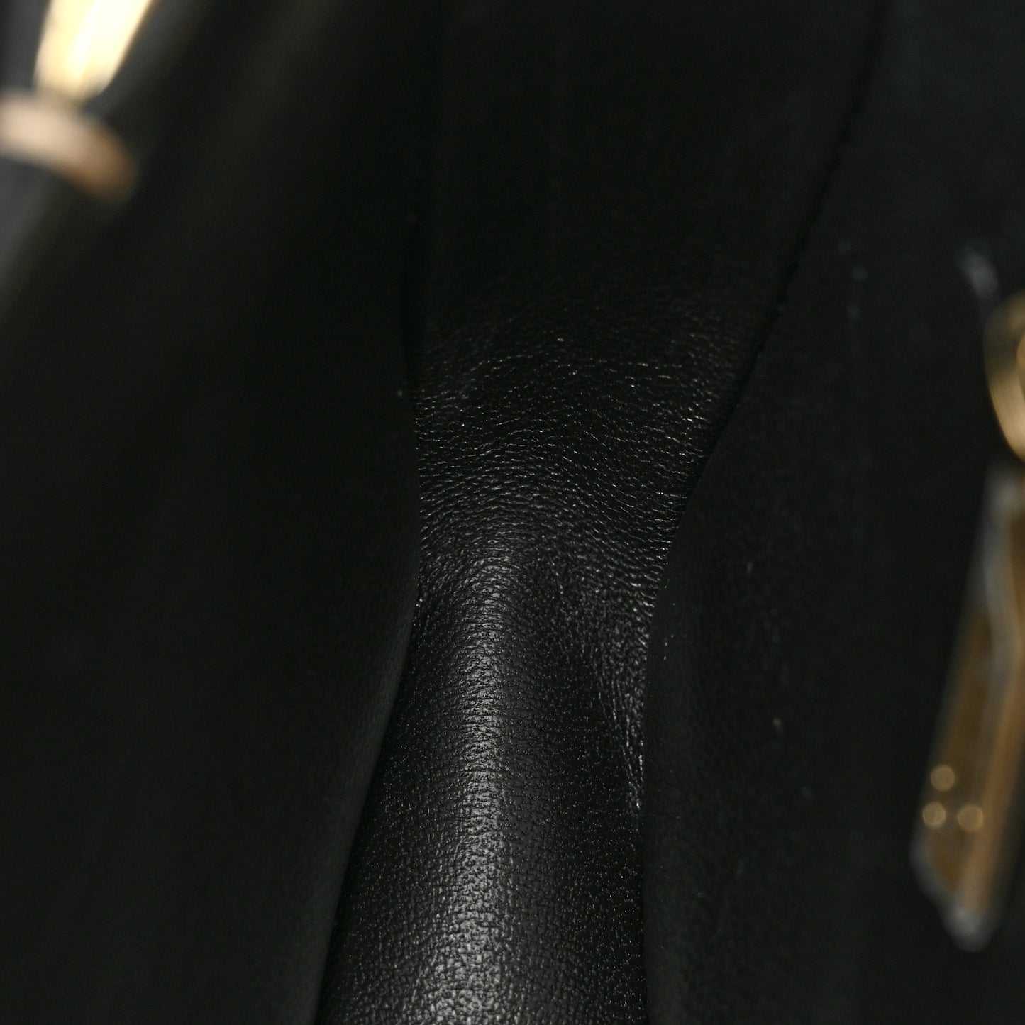 Hammered Metallic Calfskin Quilted Flap Gold