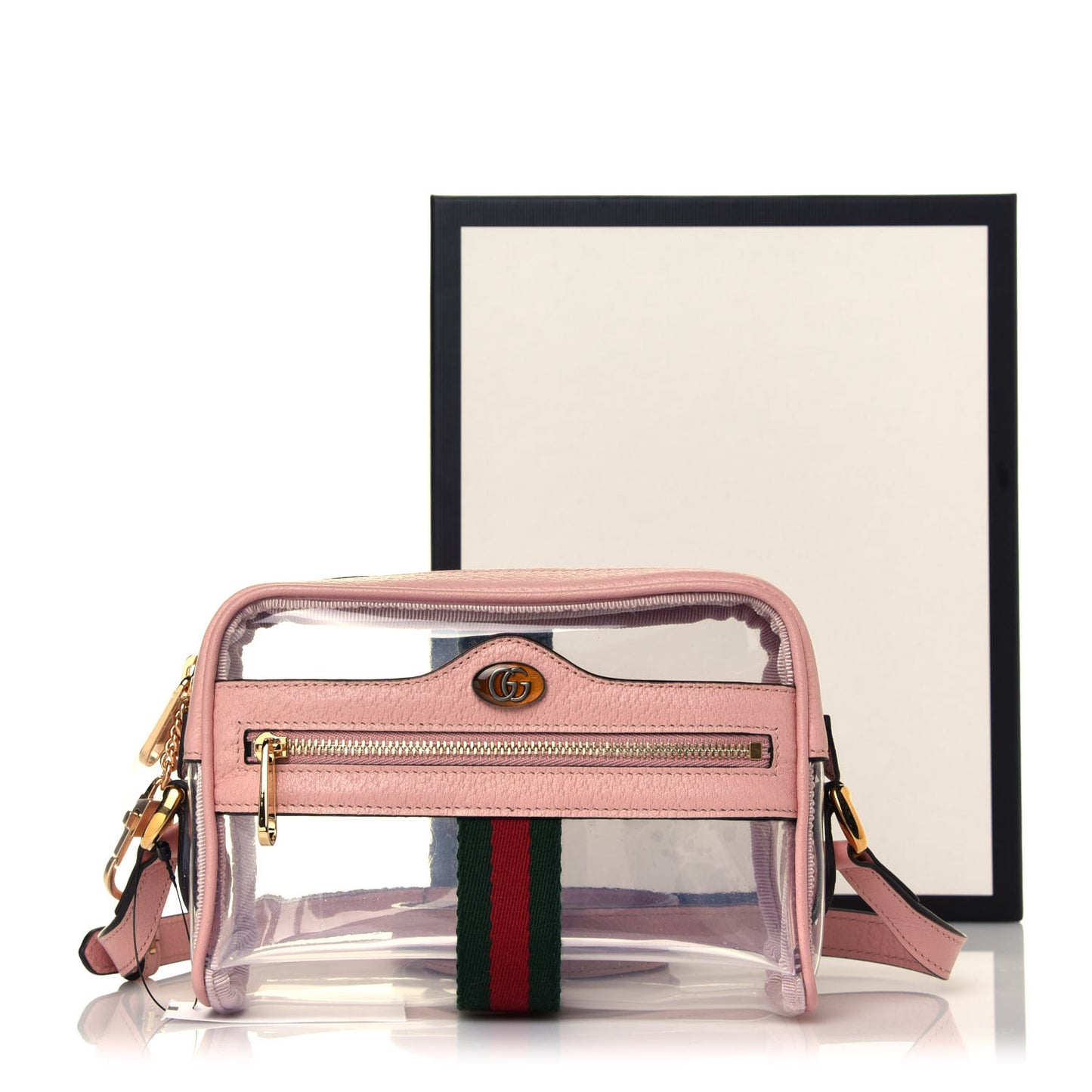 Vinyl Web Mini Ophidia Transparent Shoulder Bag Perfect Pink