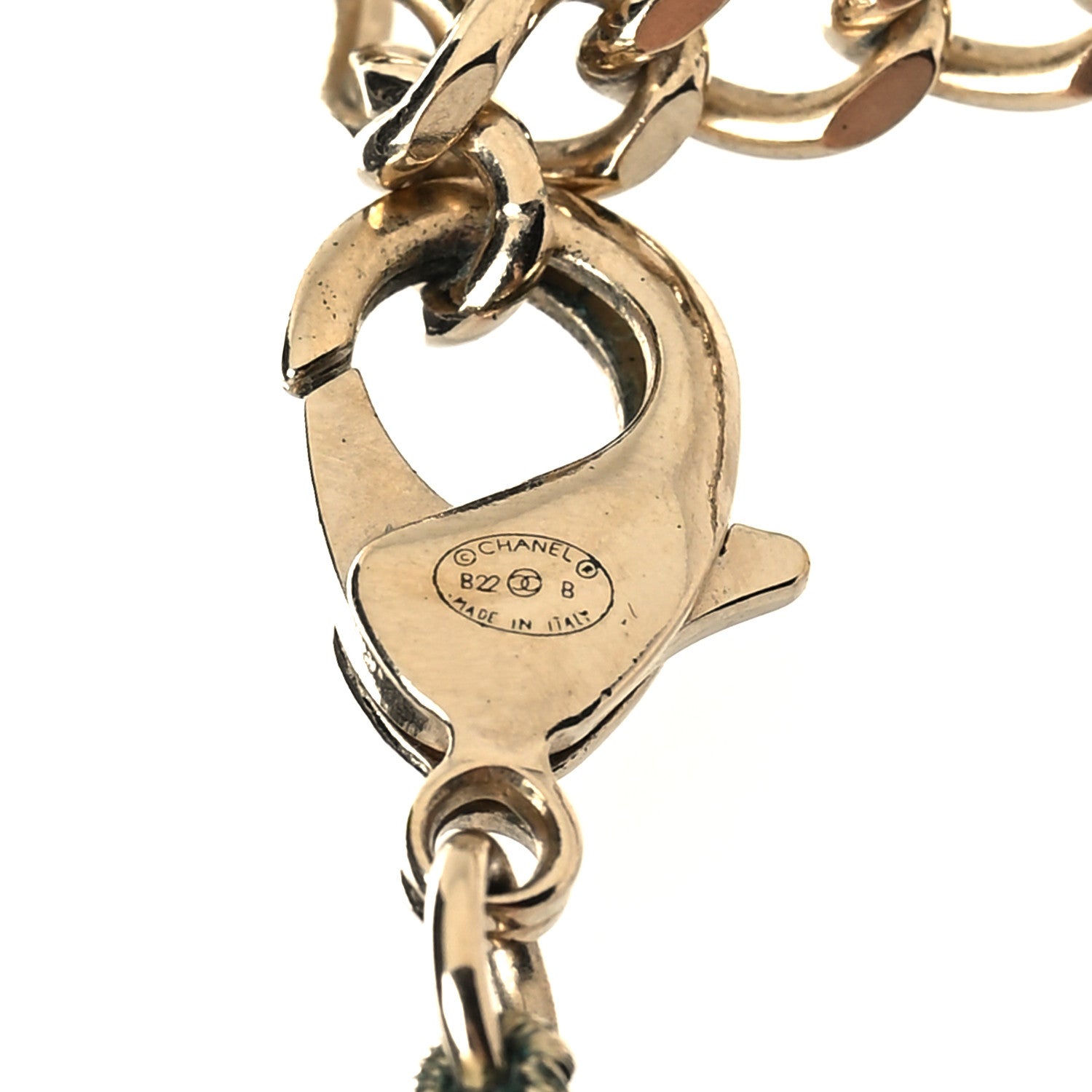 Chanel Pearl Crystal Lambskin CC Long Necklace Gold Black 5 of 5