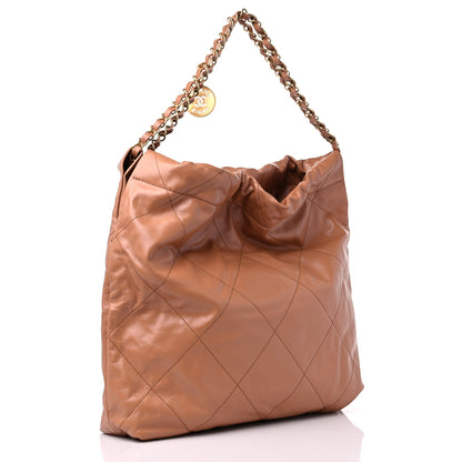 Chanel Shiny Calfskin Quilted Chanel 22 Camel 4 of 10