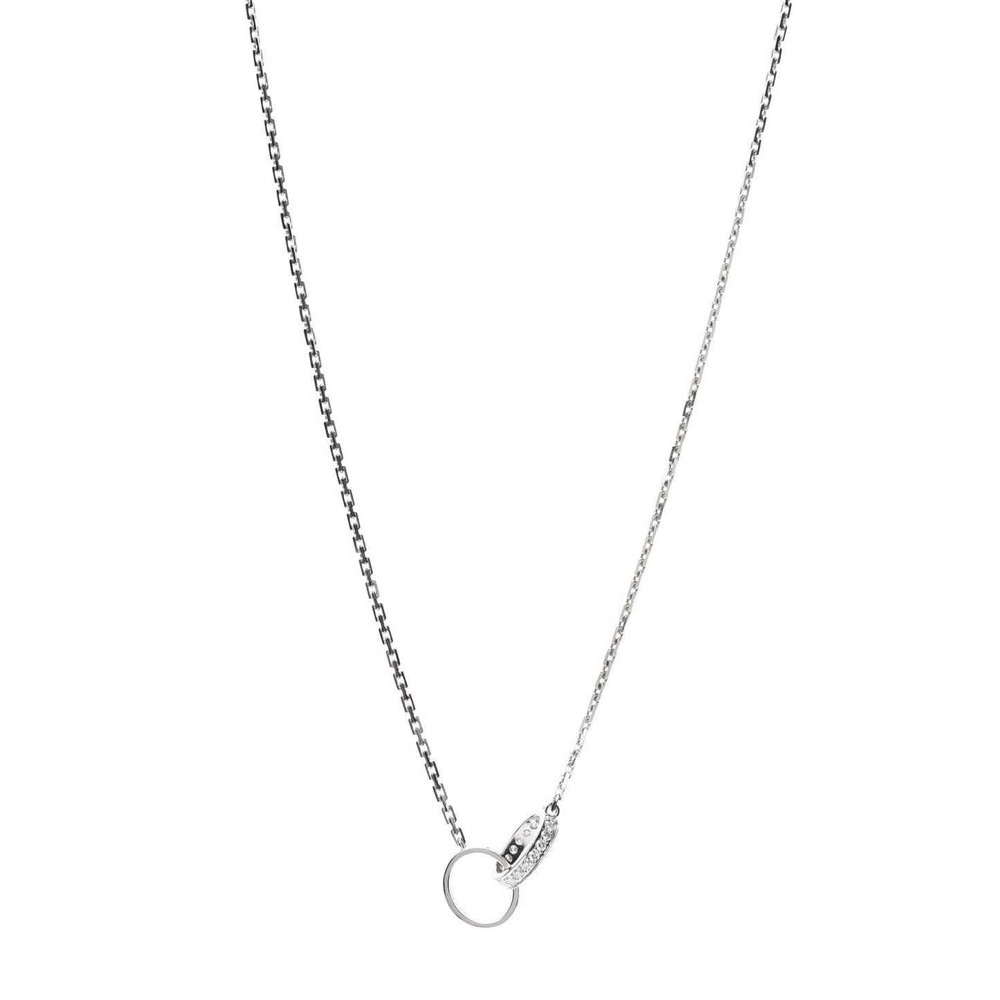 18K White Gold Diamond Interlocking LOVE Necklace