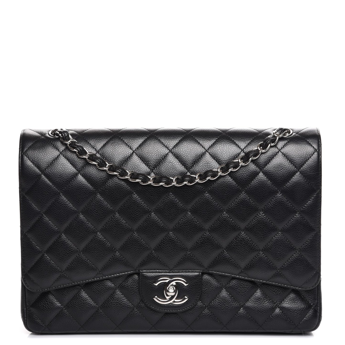 Caviar Quilted Maxi Double Flap Black