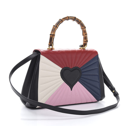 Gucci Calfskin Bamboo Trapuntata Queen Margaret Top Handle Bag Blue Agata Hibiscus Red Mystic White Sugar Pink 3 of 13