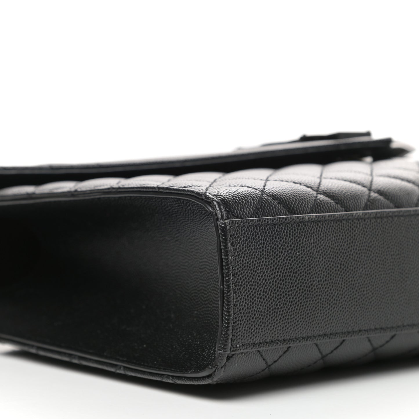 Grain De Poudre Textured Mixed Matelasse Large Triquilt Monogram Monochrome Satchel Black