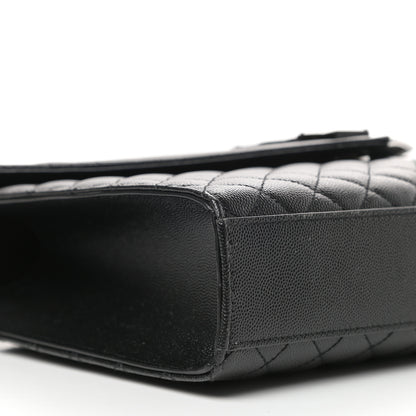 Saint Laurent Grain De Poudre Textured Mixed Matelasse Large Triquilt Monogram Monochrome Satchel Black 7 of 9