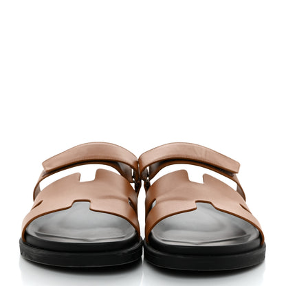 Hermes Calfskin Mens Chypre Sandals 45.5 Gold 2 of 9
