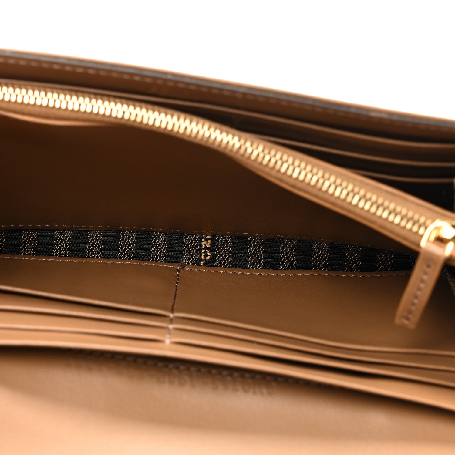 Fendi Fabric Jacquard FF 1974 Continental Wallet On Chain Tobacco Moro 6 of 13