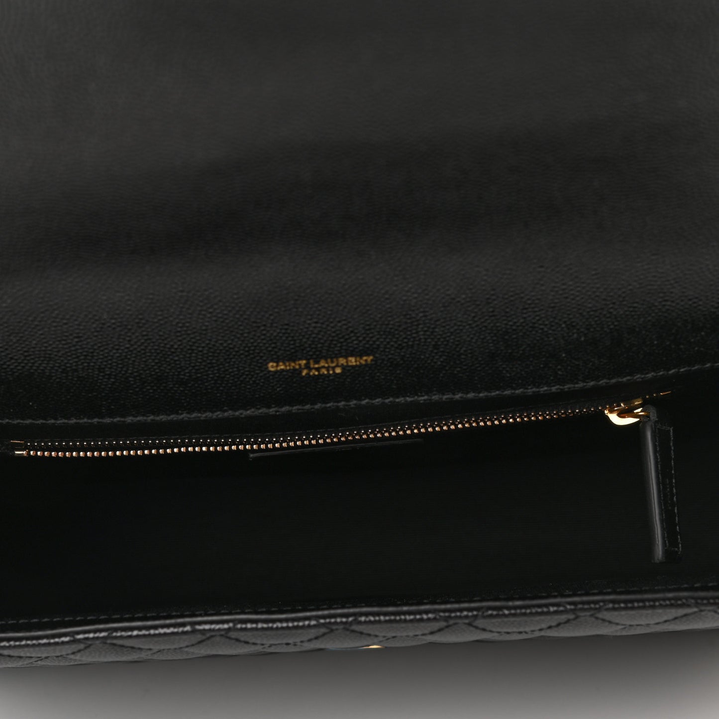 Grain De Poudre Textured Mixed Matelasse Large Triquilt Monogram Satchel Black