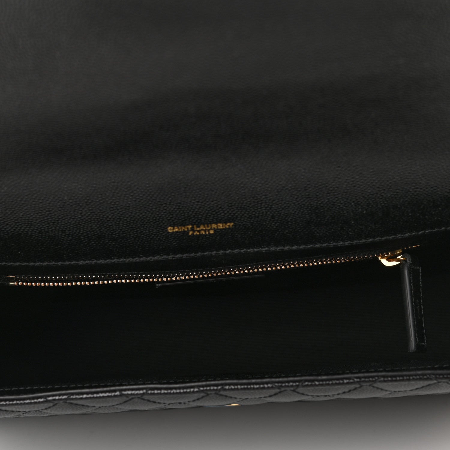 Saint Laurent Grain De Poudre Textured Mixed Matelasse Large Triquilt Monogram Satchel Black 5 of 9